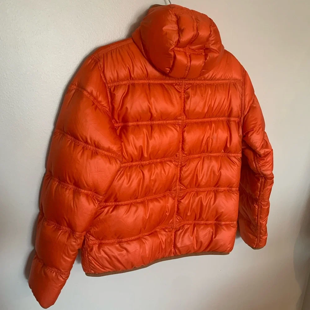 Mountain Force hooded reversible nylon quilted ski jacket orange/blue sz 38/Med - Picture 2 of 14